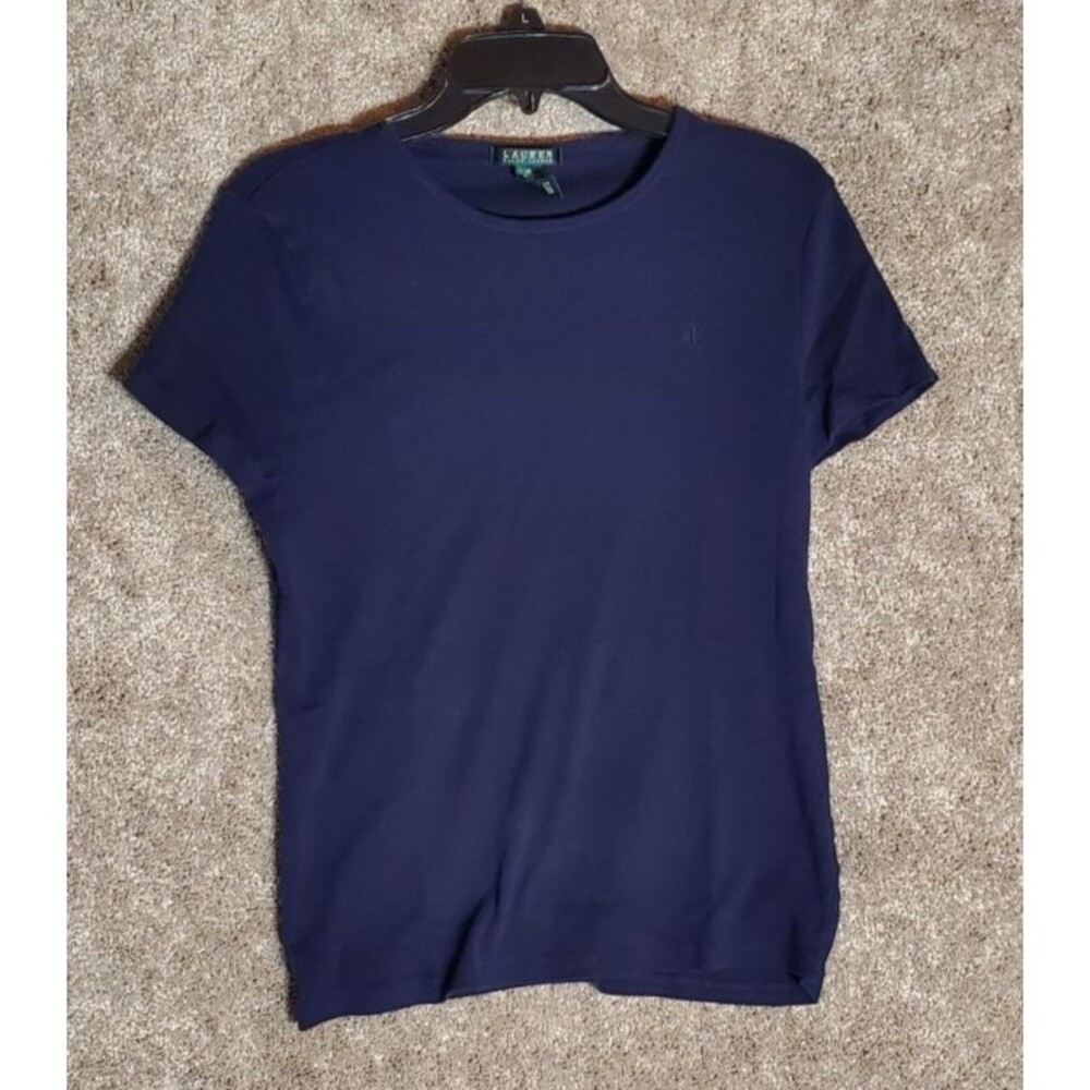 Lauren Ralph Lauren Women's Navy Blue Crew Neck T Shirt Size XL